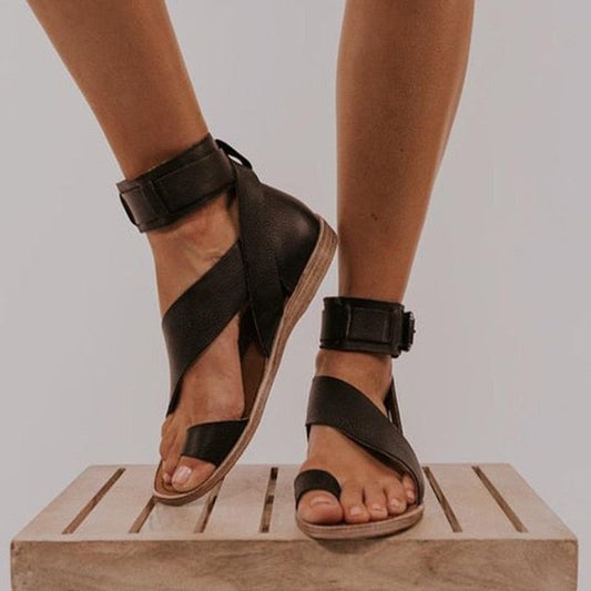 Sandals with Cross Strap and Toe Ring