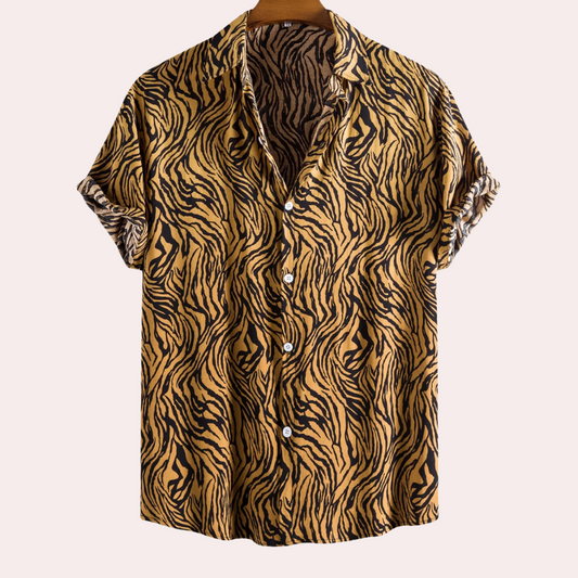 Unisex Tiger Print Shirt – Stylish Button-Down for Summer