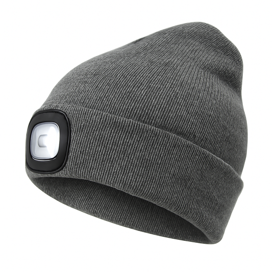 Unisex Warm Beanie with Rechargeable LED Light and 3 Brightness Levels