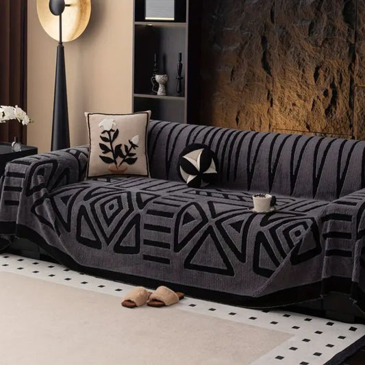 Urban Maze Microfiber Jacquard Sofa Cover with Non-Slip Backing