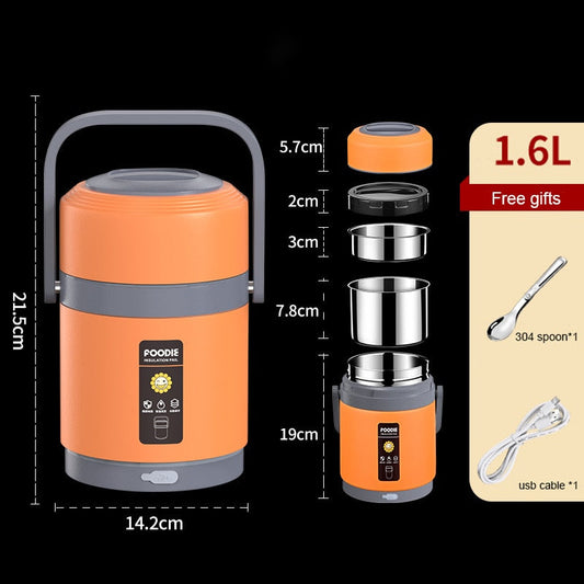 USB Heated Lunch Box - Portable 304 Stainless Steel Food Warmer