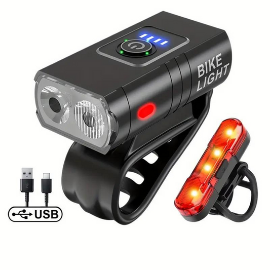 USB Rechargeable Waterproof LED Bike Lights – 1000 Lumen Front & 500 Lumen Rear