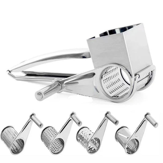 Versatile Rotary Cheese Grater with Stainless Steel Drums