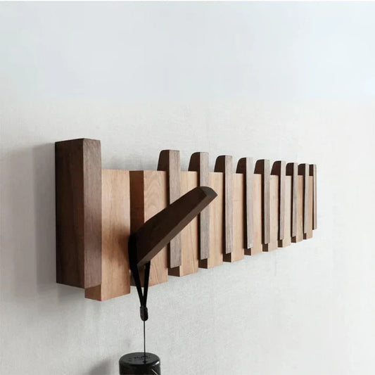 Wall-Mounted Wooden Coat Rack with Musical Design