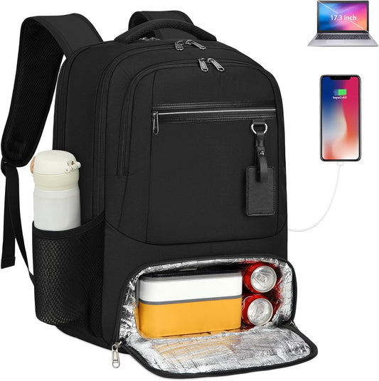 Waterproof Multi-Compartment Laptop and Lunch Backpack with USB Port