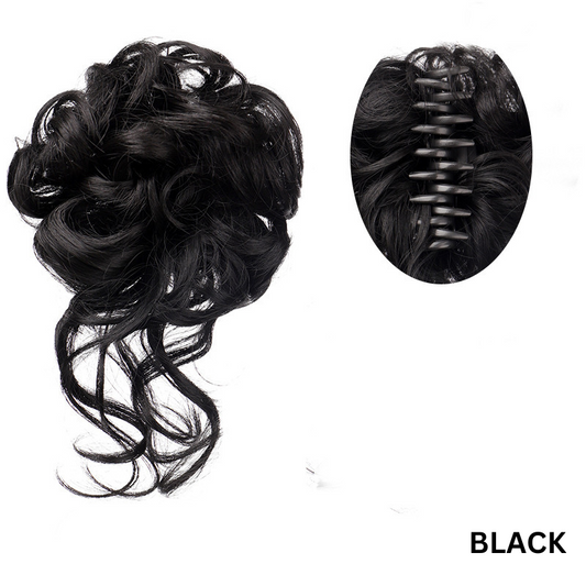 Wavy Curly Messy Bun Hairpiece with Claw Clip