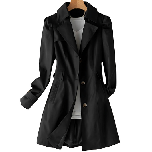 Women's Beige Water-Resistant Mid-Length Trench Coat