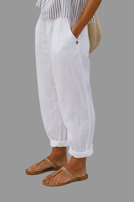 Women's Casual Solid Relaxed-Fit Pants with Pockets