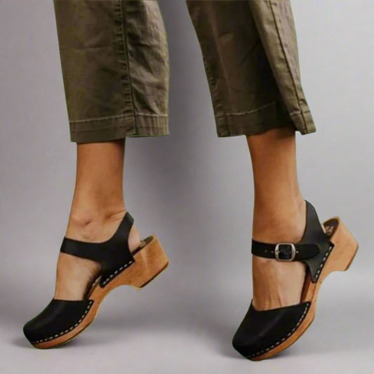 Women's Comfortable Closed-Toe Ankle-Strap Platform Clog Sandals