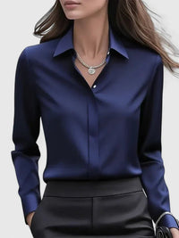 Women's Concealed-Placket Long-Sleeve Button-Down Shirt