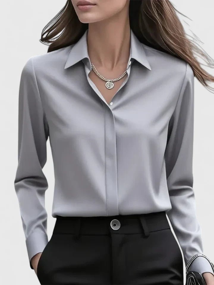 Women's Concealed-Placket Long-Sleeve Button-Down Shirt