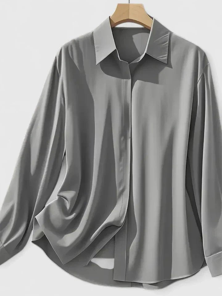Women's Concealed-Placket Long-Sleeve Button-Down Shirt