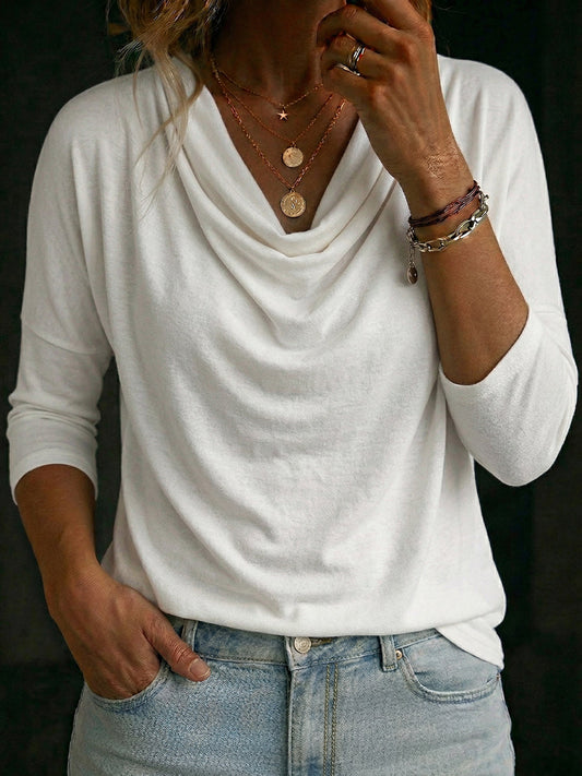 Women's Cowl Neck Long Sleeve Blouse