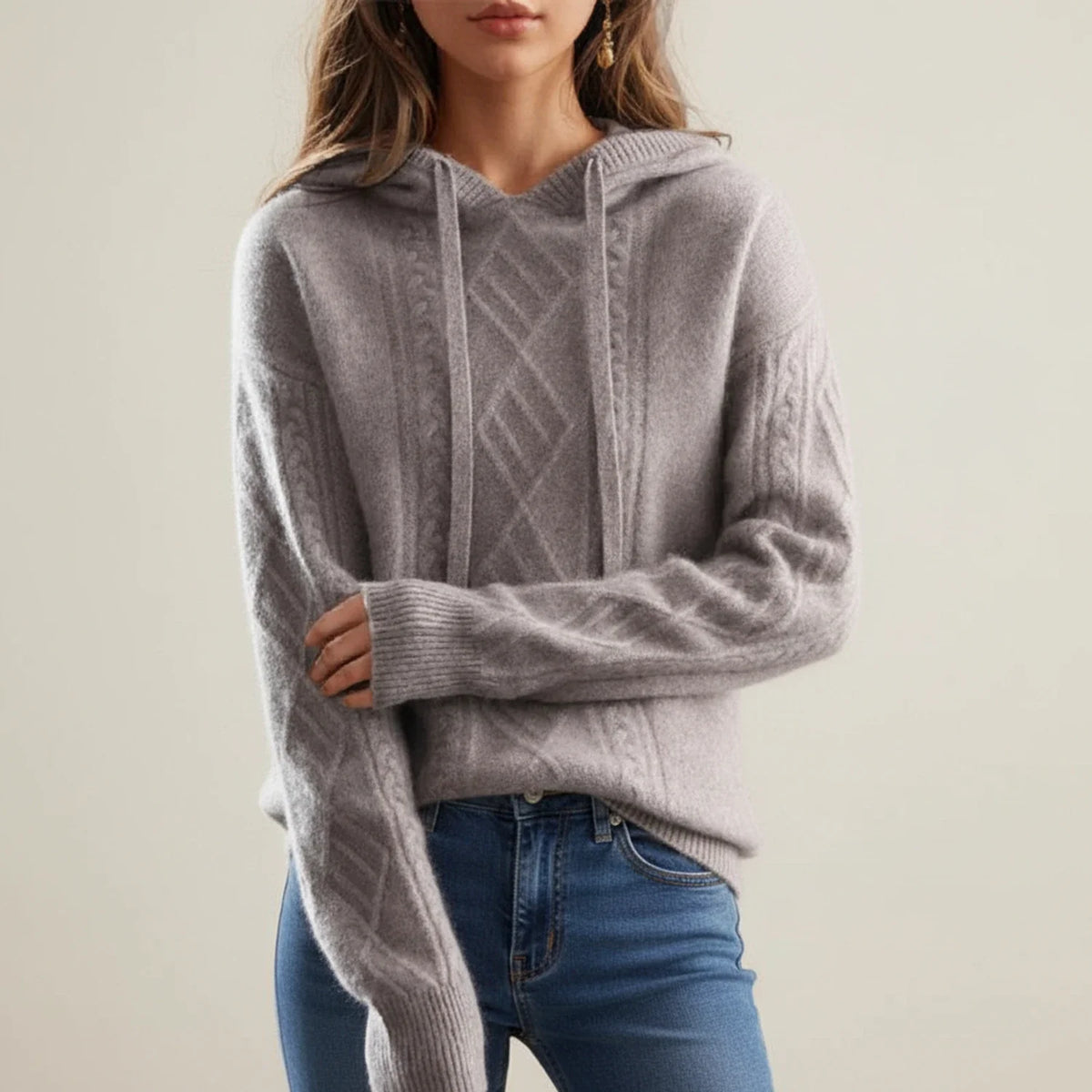 Women's Cozy Cable- Hooded Sweater