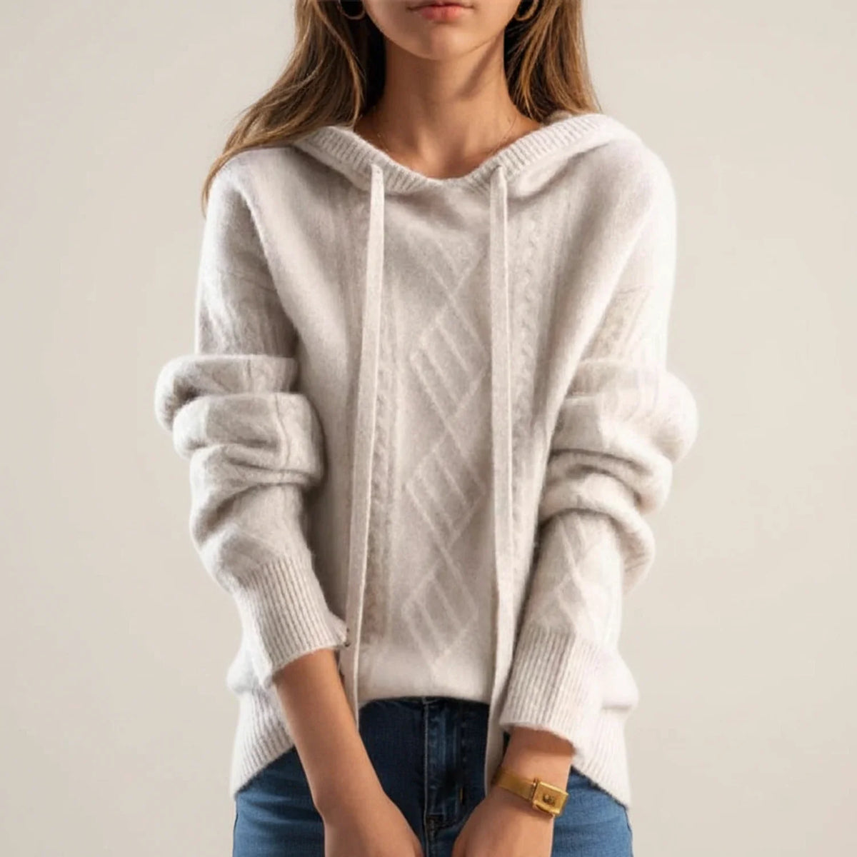 Women's Cozy Cable- Hooded Sweater
