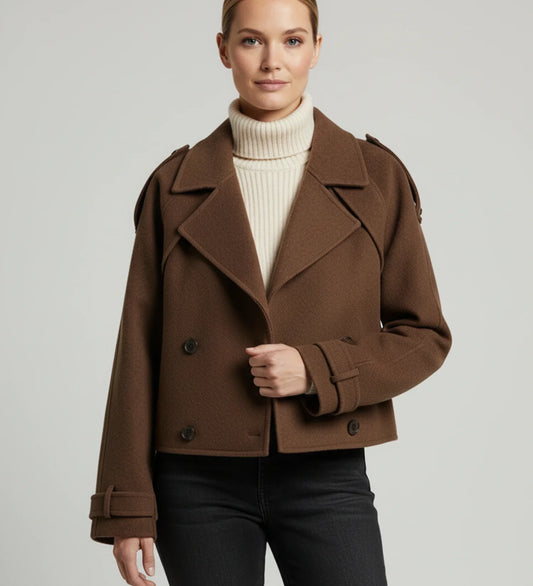 Women's Cropped Double-Breasted Coat