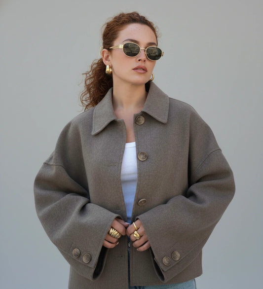 Women's Double-Breasted Cropped Pea Coat