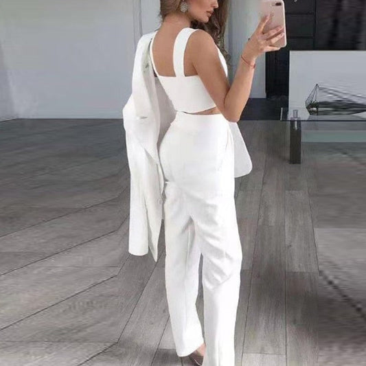 Women's Elegant 3-Piece Blazer Set with Pants & Top