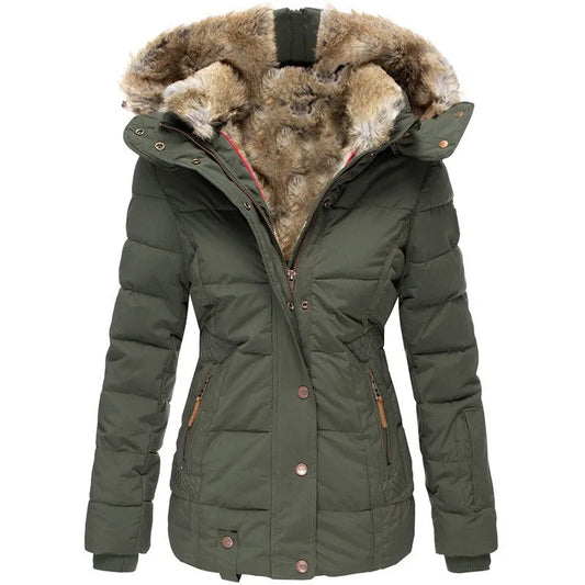 Women's Elegant Hooded Jacket - Warm Winter Coat