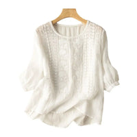 Women's Embroidered Puff Sleeve Blouse