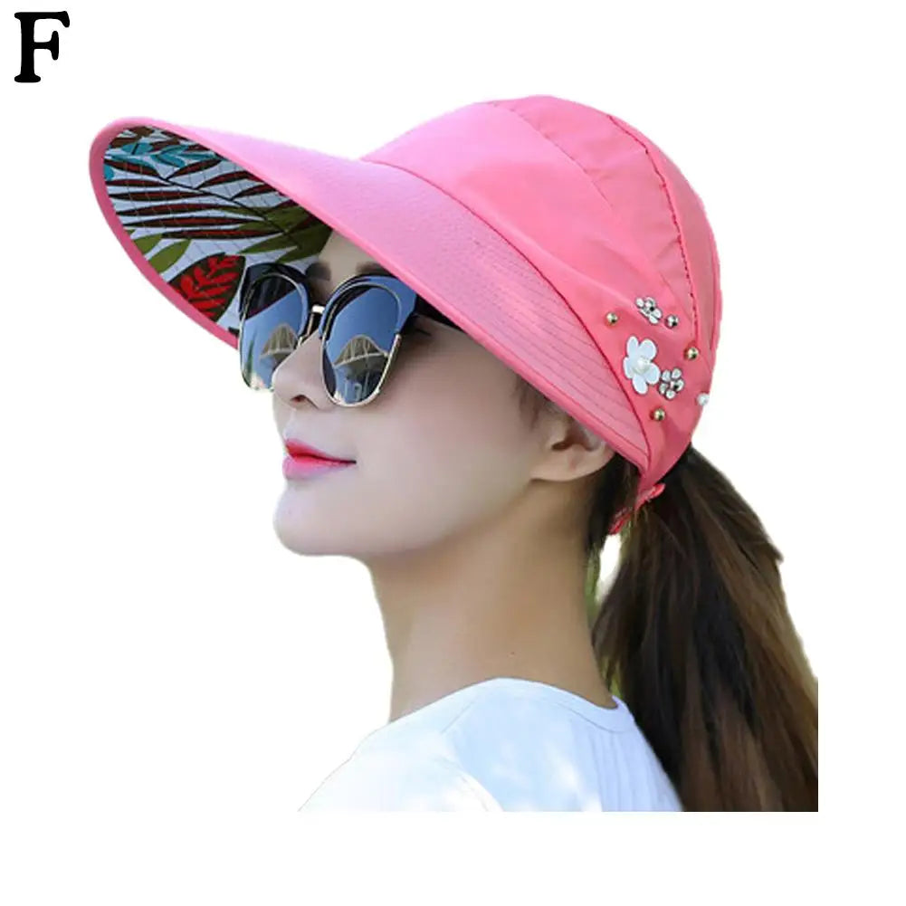 Women's Foldable Wide-Brim Beach Hat with UV Protection