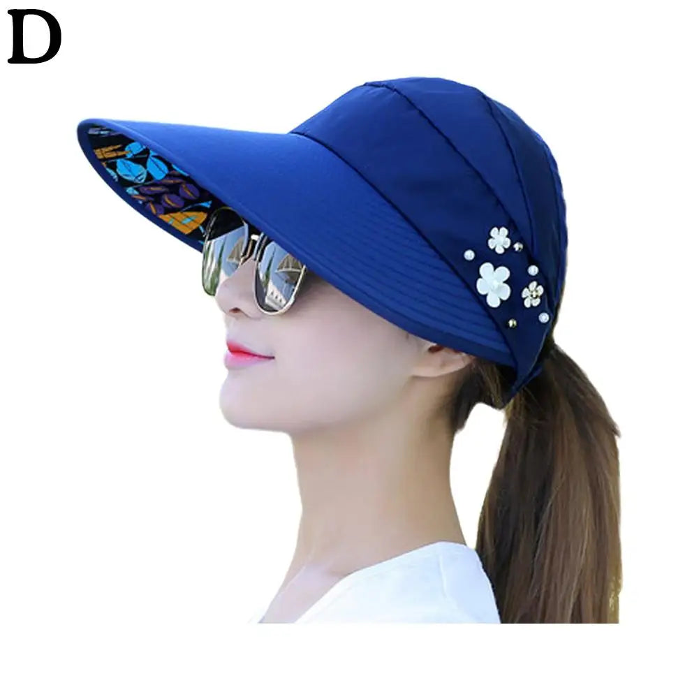 Women's Foldable Wide-Brim Beach Hat with UV Protection