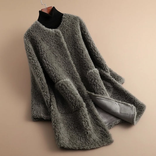 Women's Long Collarless Coat