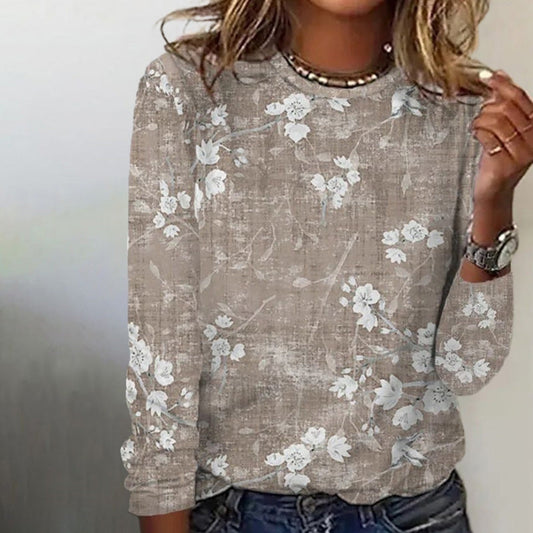 Women's Long Sleeve Floral Print Top