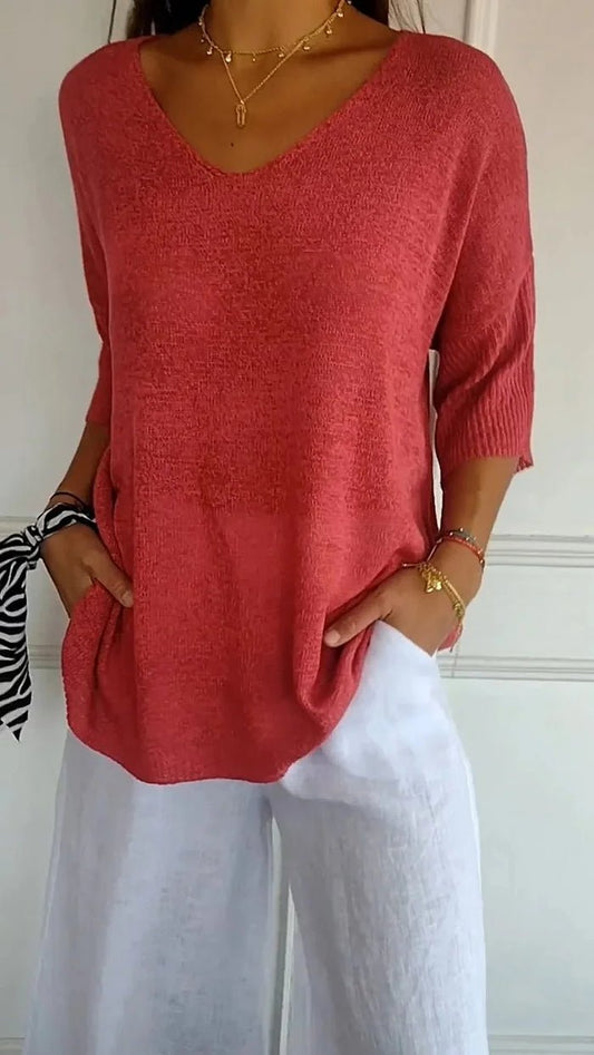 Women's Oversized V-Neck Top