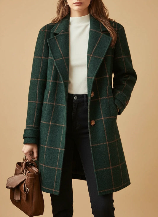 Women's Plaid Long Coat