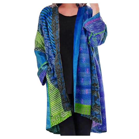 Women's Printed Open-Front Cardigan