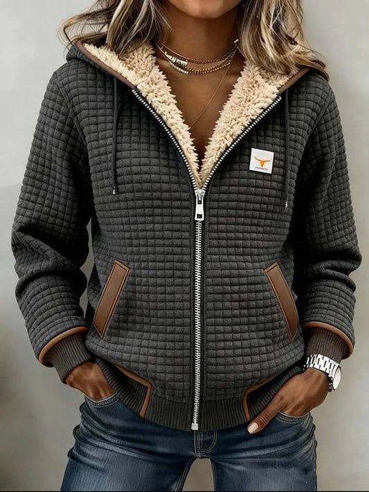 Women's Quilted Zip-Up Hooded Jacket