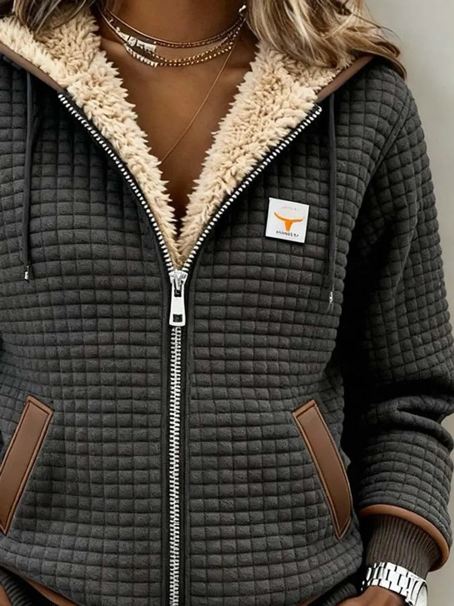 Women's Quilted Zip-Up Hooded Jacket