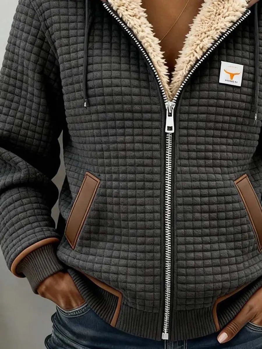 Women's Quilted Zip-Up Hooded Jacket