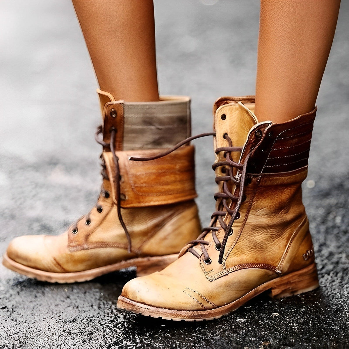 Women's Retro Lace-Up Boots - Stylish & Comfortable