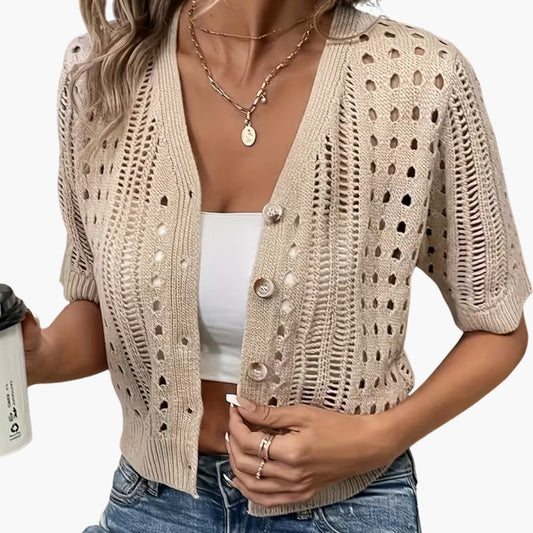 Women's Short-Sleeve Open- Cardigan