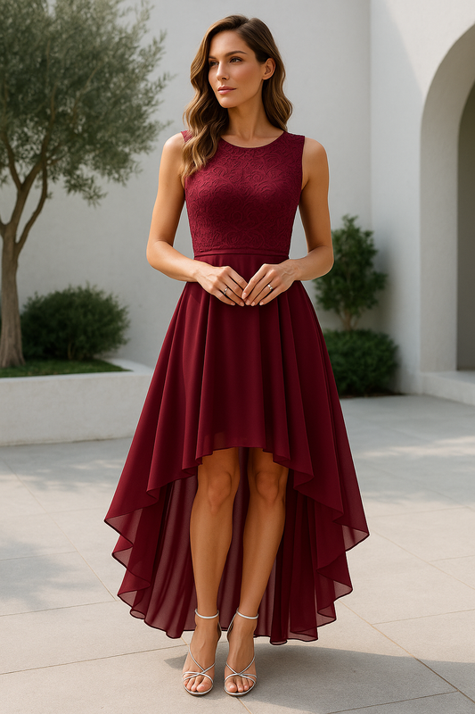 Women's Sleeveless High-Low Gown