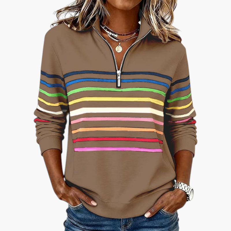 Women's Striped Half-Zip Sweatshirt