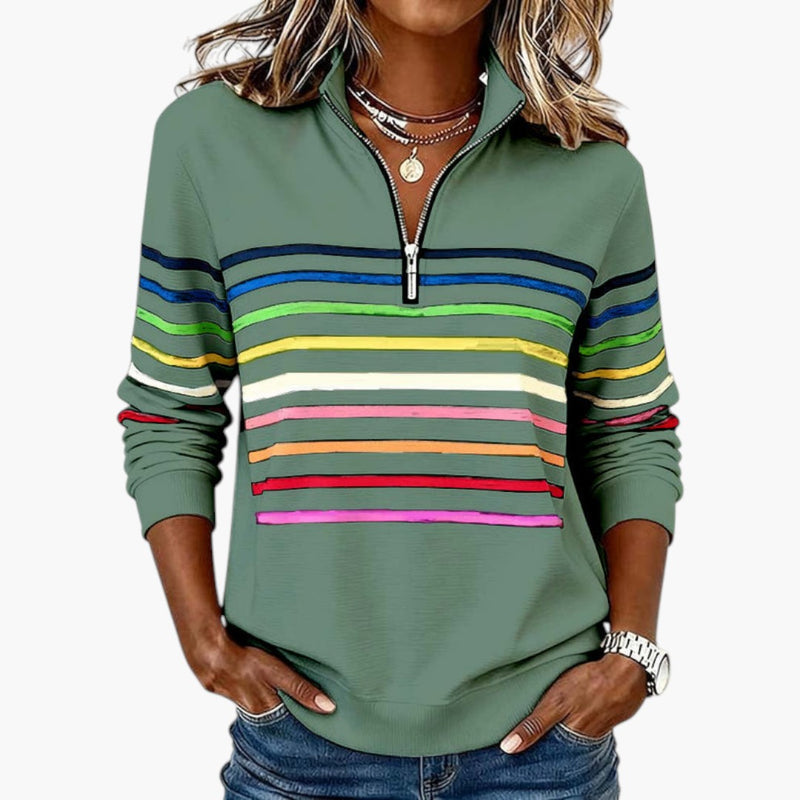 Women's Striped Half-Zip Sweatshirt