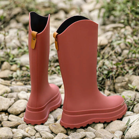 Women's Tall Waterproof Rain Boots with Comfort Sole