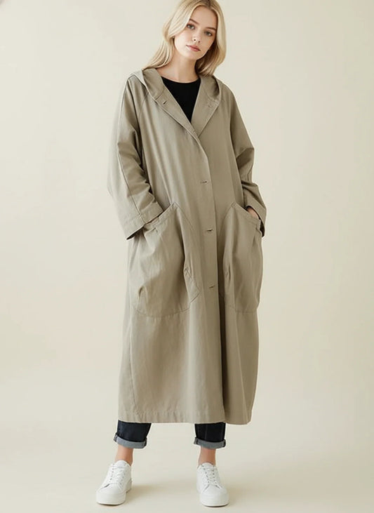 Women's Waterproof Hooded Trench Coat
