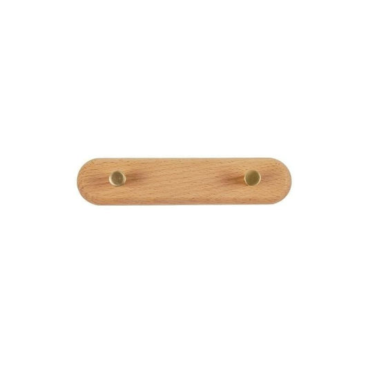 Wooden Wall Coat Rack with Brass Hooks - Modern & Stylish