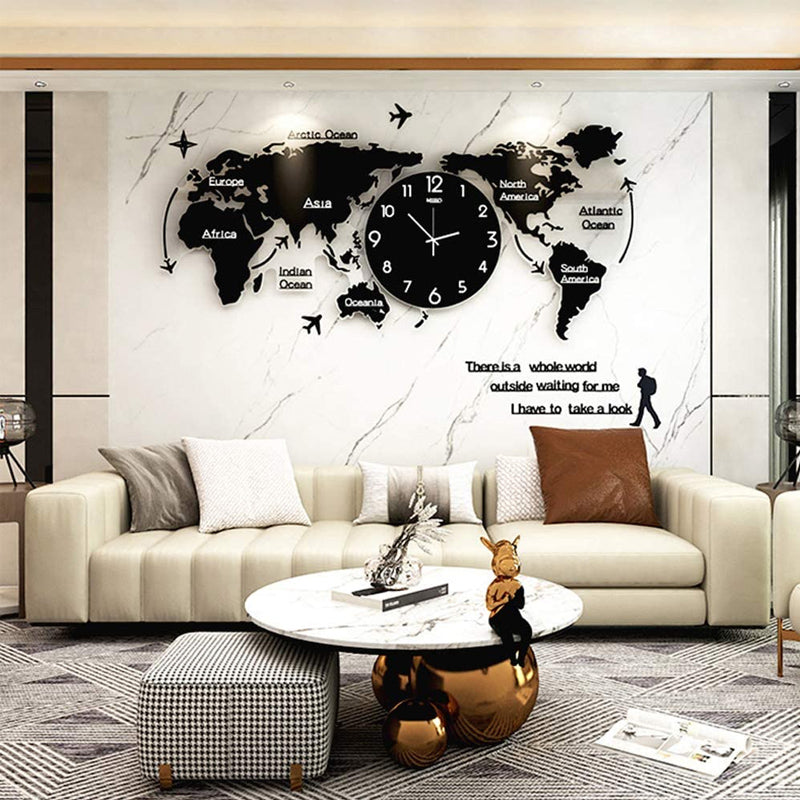 World Map Wall Clock in Retro Design
