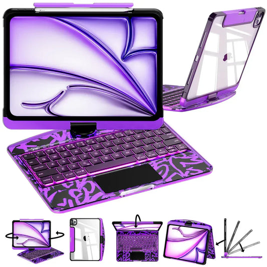 Y2K Pink Transparent 360-Degree Rotating Keyboard Case